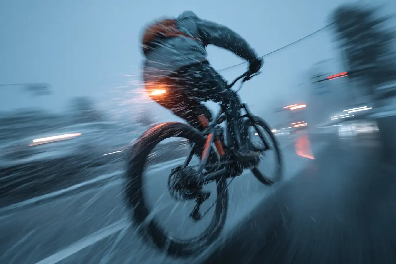 S-Pedelec Sicherheit - Fahrer im Regen