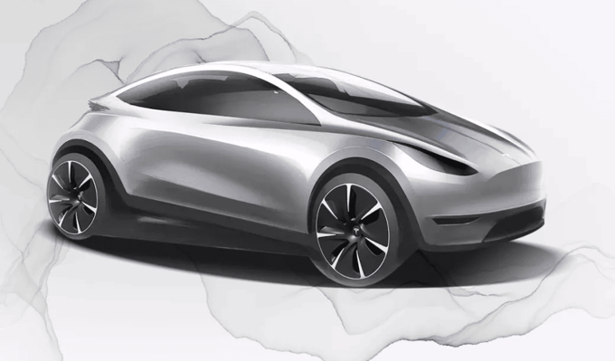 Skizze eines Tesla Model 2